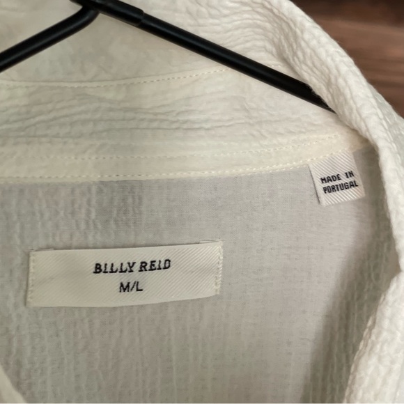 Billy Reid Hammered Cotton Shirt in Natural Size M/L - Picture 8 of 8